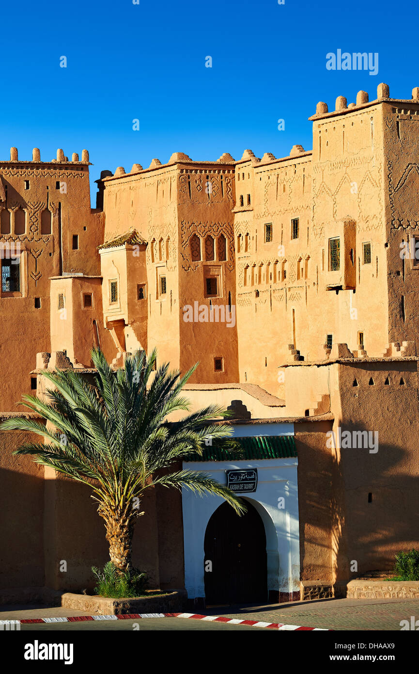`Exterior of the mud brick Kasbah of Taourirt, Ouarzazate, Morocco, built by Pasha Glaoui. A Unesco World Heritage Site Stock Photo